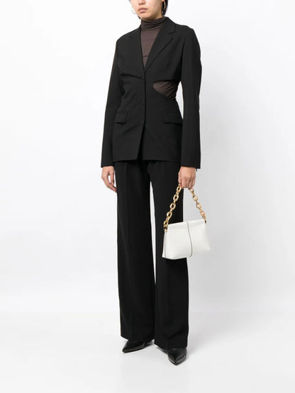 Notched-Lapels Cut-Out Detailing Blazer