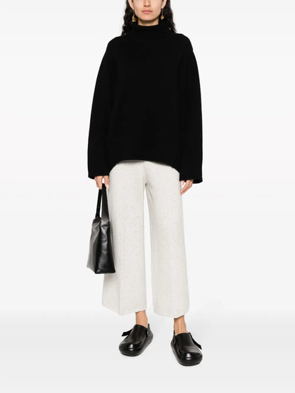 Flared Tweed Cropped Trousers