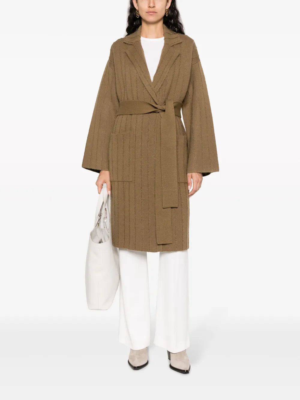 Striped Fine-Knit Coat