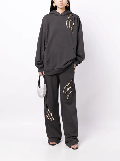 Claw Cut-Out Cotton Track Pants