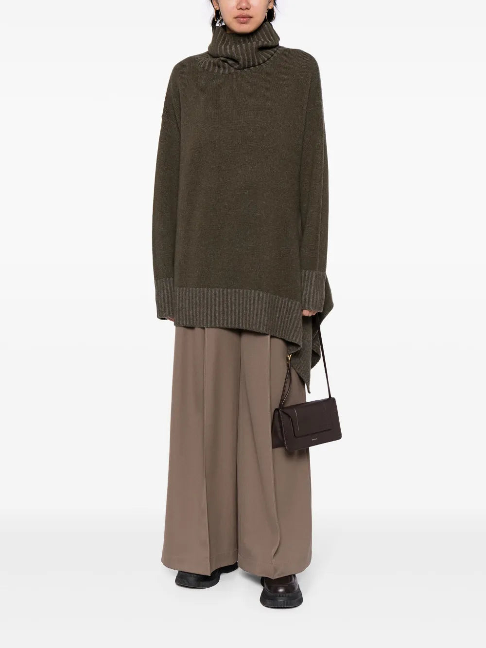 Roll-Neck Asymmetric Wool Jumper