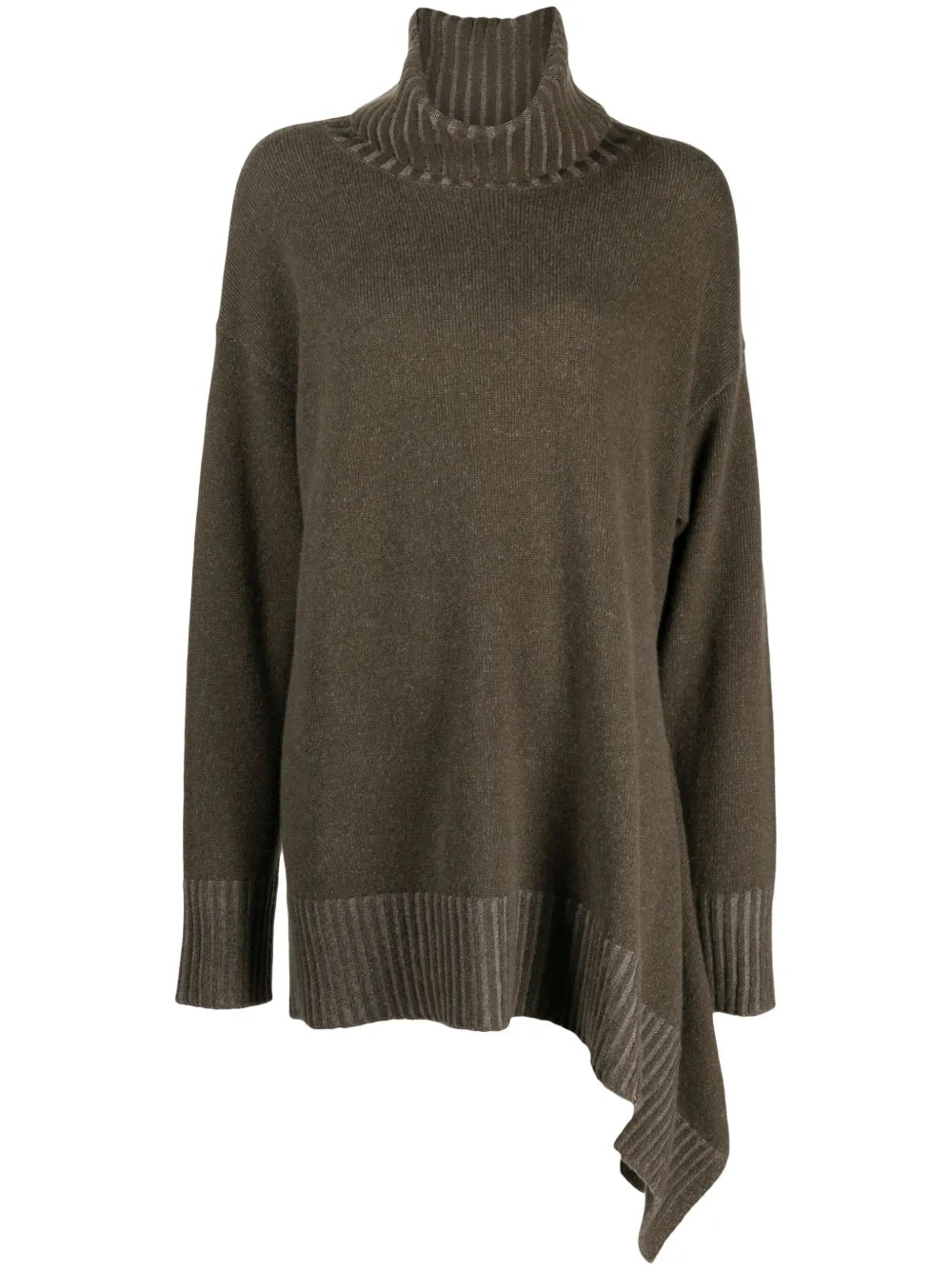 Roll-Neck Asymmetric Wool Jumper