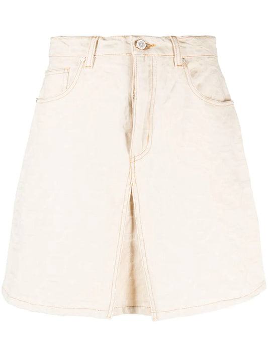 Monogram-Jacquard Denim Skirt