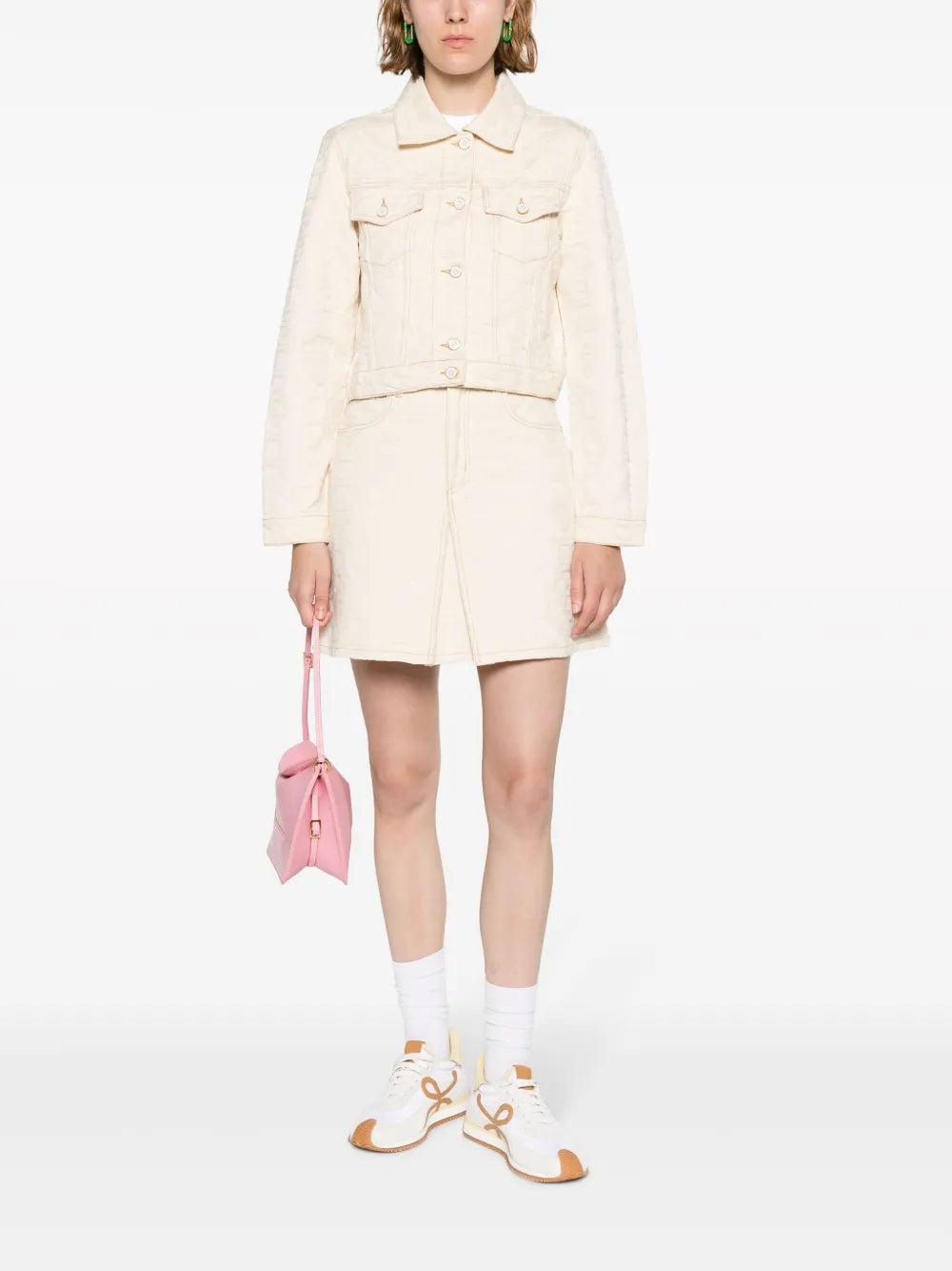 Monogram-Jacquard Denim Skirt