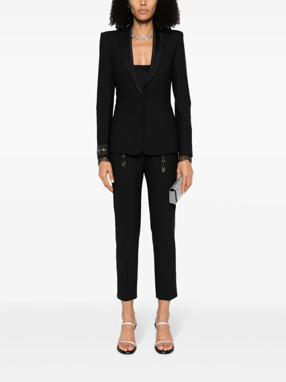 Satin-Trim Tailored Blazer