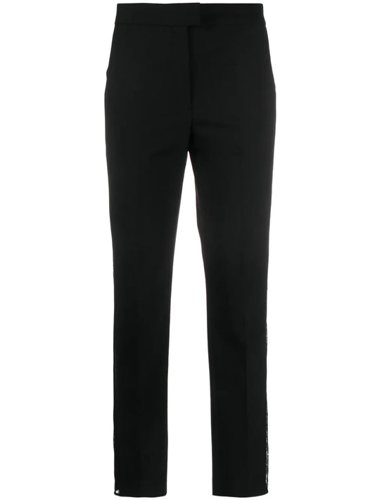 Lace-Stripe Virgin-Wool Blend Tailored Pants
