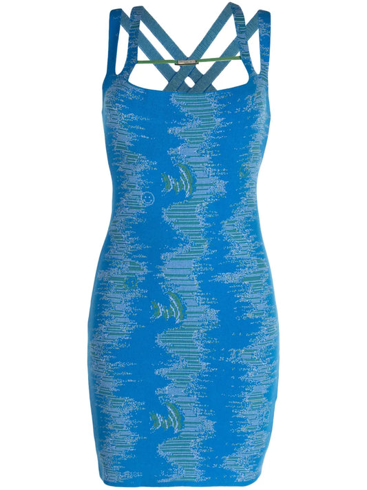 Patterned-Intarsia Fine-Knit Minidress