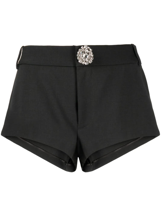 Crystal-Embellished Virgin Wool Mini Shorts