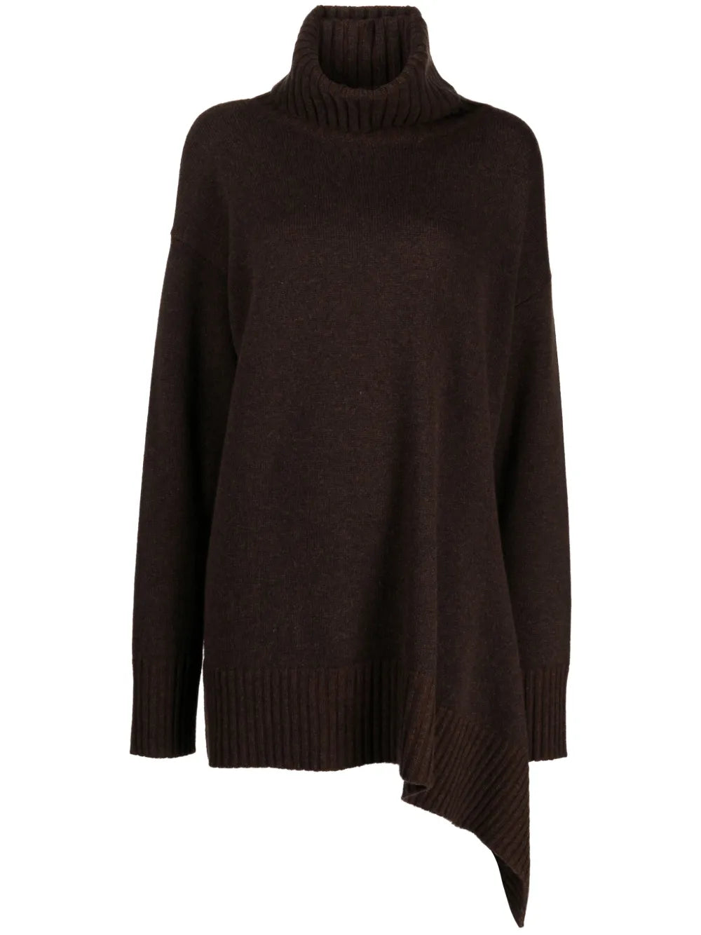Roll-Neck Asymmetric Wool Jumper