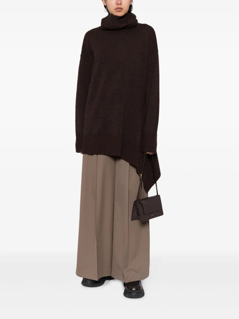 Roll-Neck Asymmetric Wool Jumper