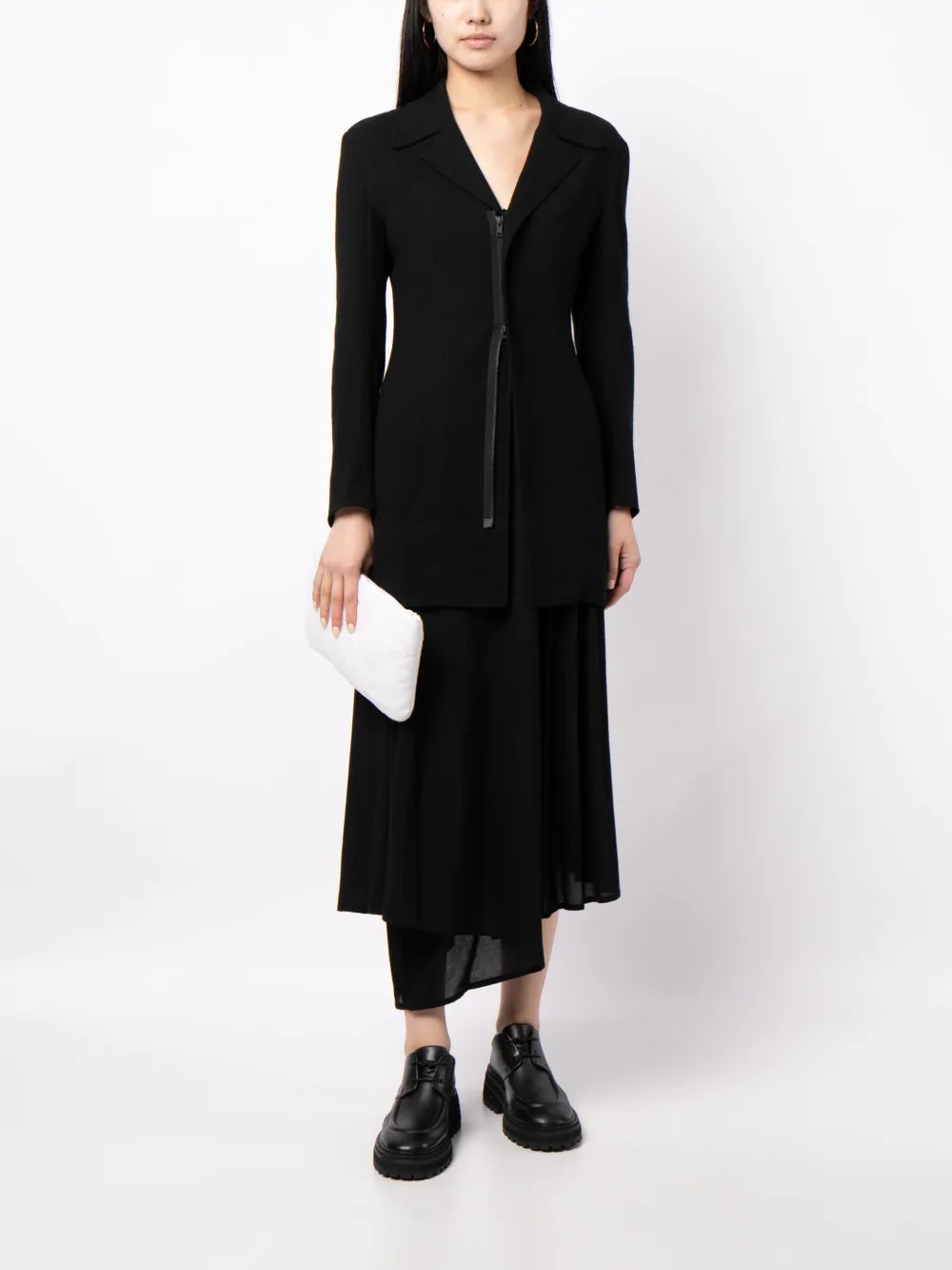 Zip-Fastening Notched-Lapel Blazer