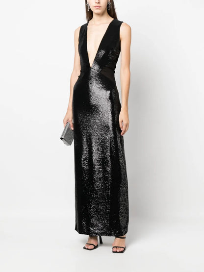 Sequin-Embellished Maxi Dress
