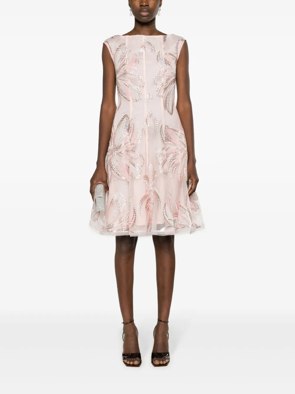 Floral-Appliqué Lurex Dress