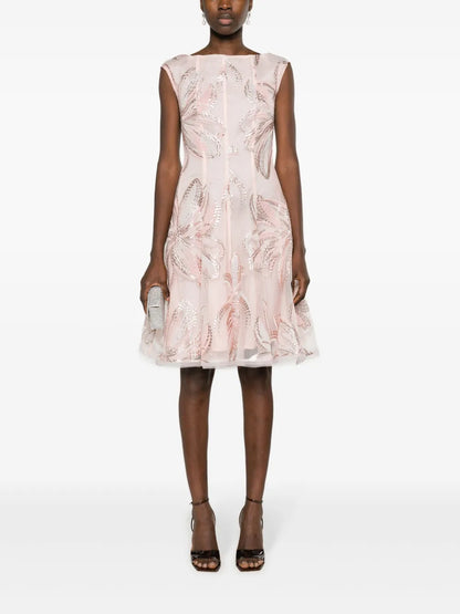 Floral-Appliqué Lurex Dress