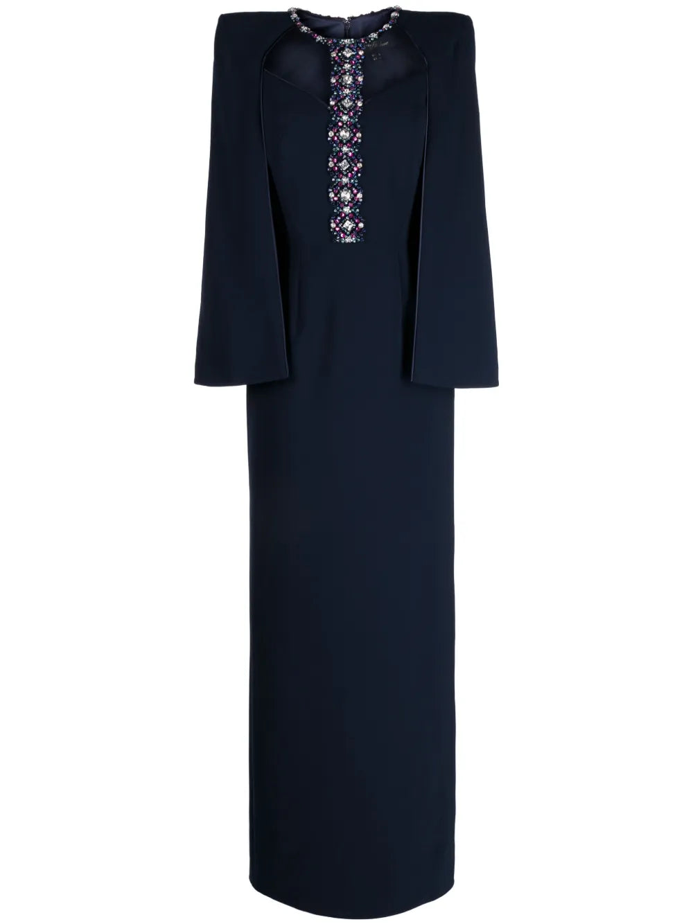 Lucille Crystal-Embellished Cape Dress