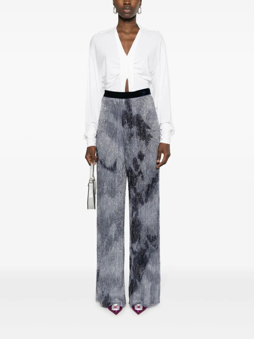Wide-Leg Metallic Trousers