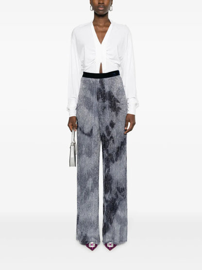 Wide-Leg Metallic Trousers