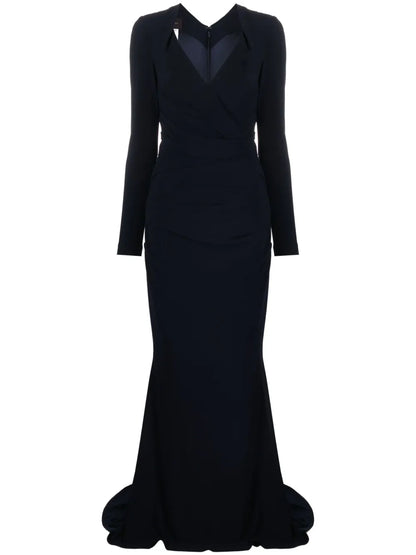 Draped Crepe Maxi Dress