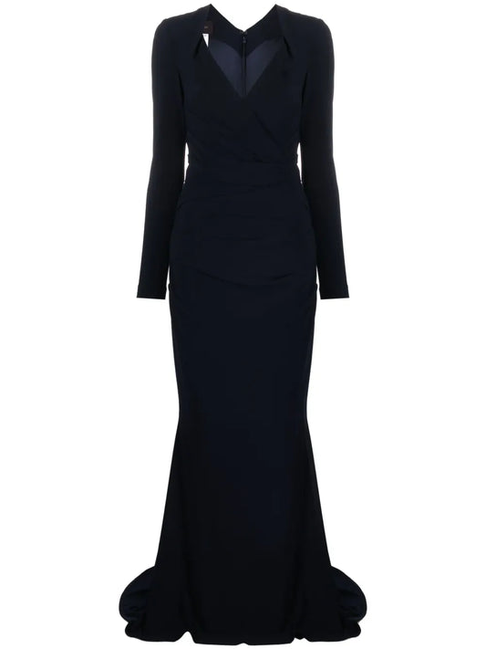 Draped Crepe Maxi Dress