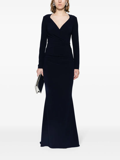 Draped Crepe Maxi Dress