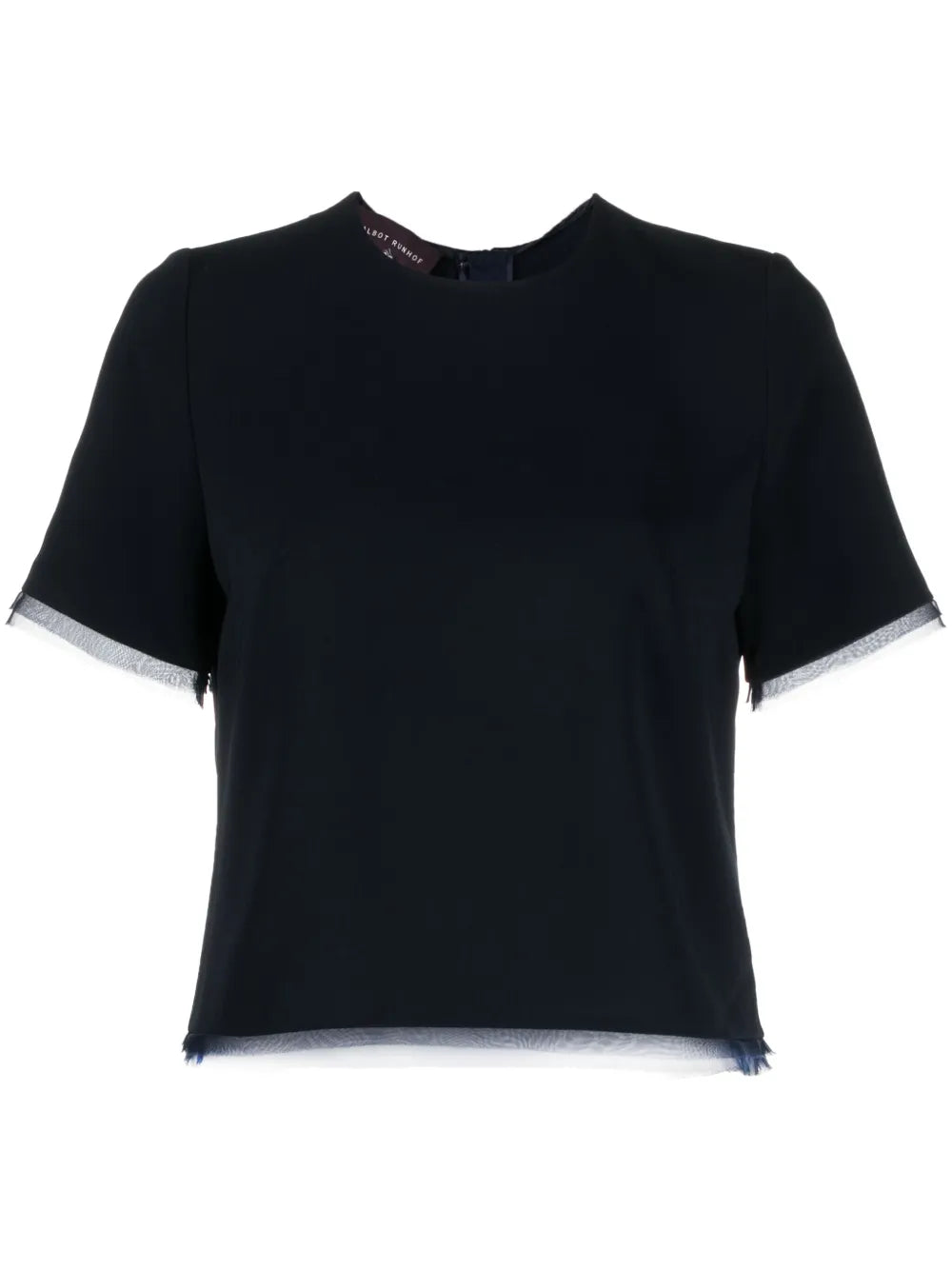 Kaspar Organza-Trim Crepe Blouse