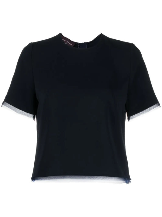 Kaspar Organza-Trim Crepe Blouse