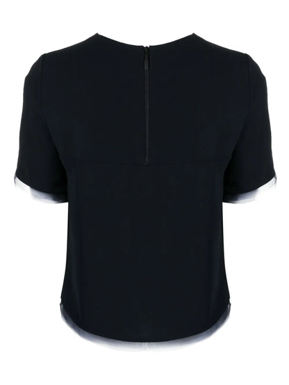 Kaspar Organza-Trim Crepe Blouse