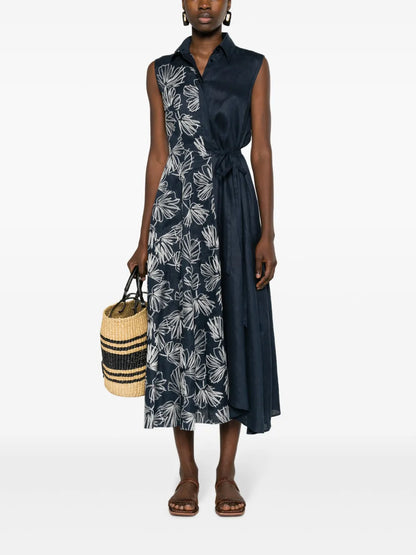 Floral-Embroidered Linen Shirtdress