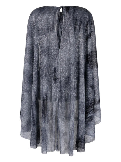 Fine-Ribbed Lurex Cape Blouse