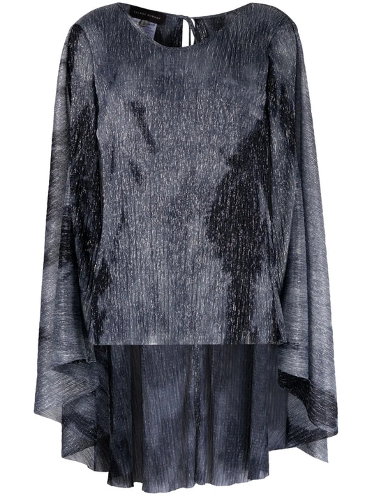 Fine-Ribbed Lurex Cape Blouse