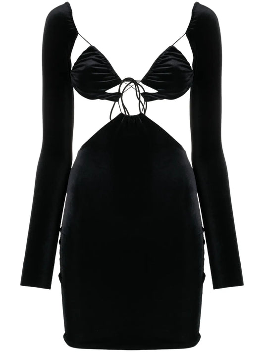 Ahzar Cut-Out Velvet Minidress