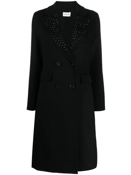 Crystal-Embellished Double-Breasted Coat