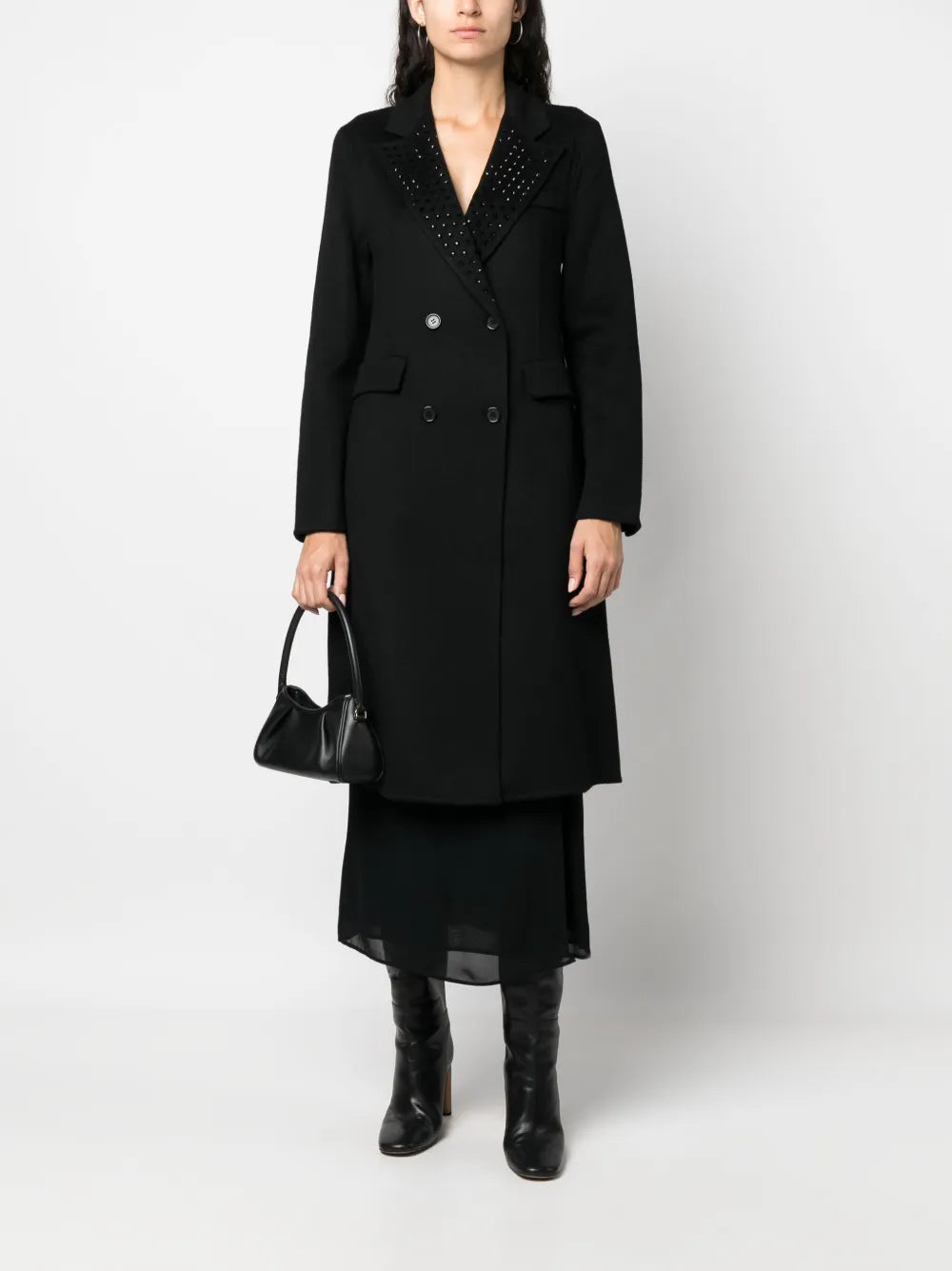 Crystal-Embellished Double-Breasted Coat