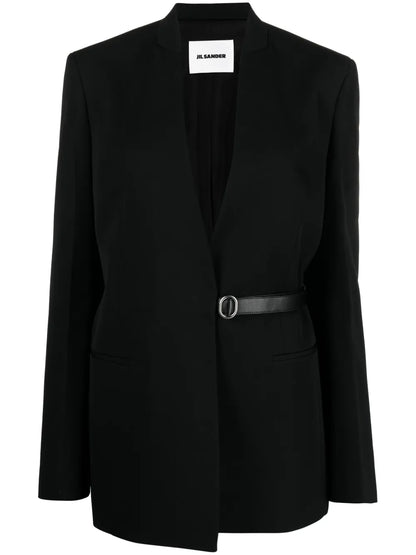 Collarless Belted Blazer