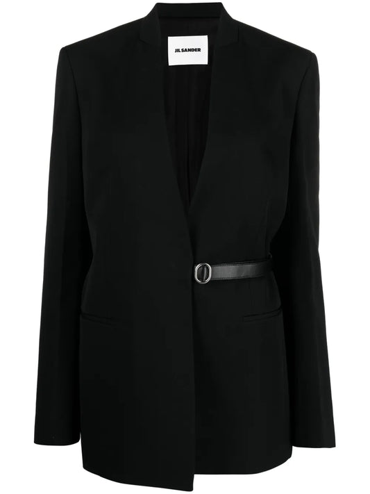 Collarless Belted Blazer