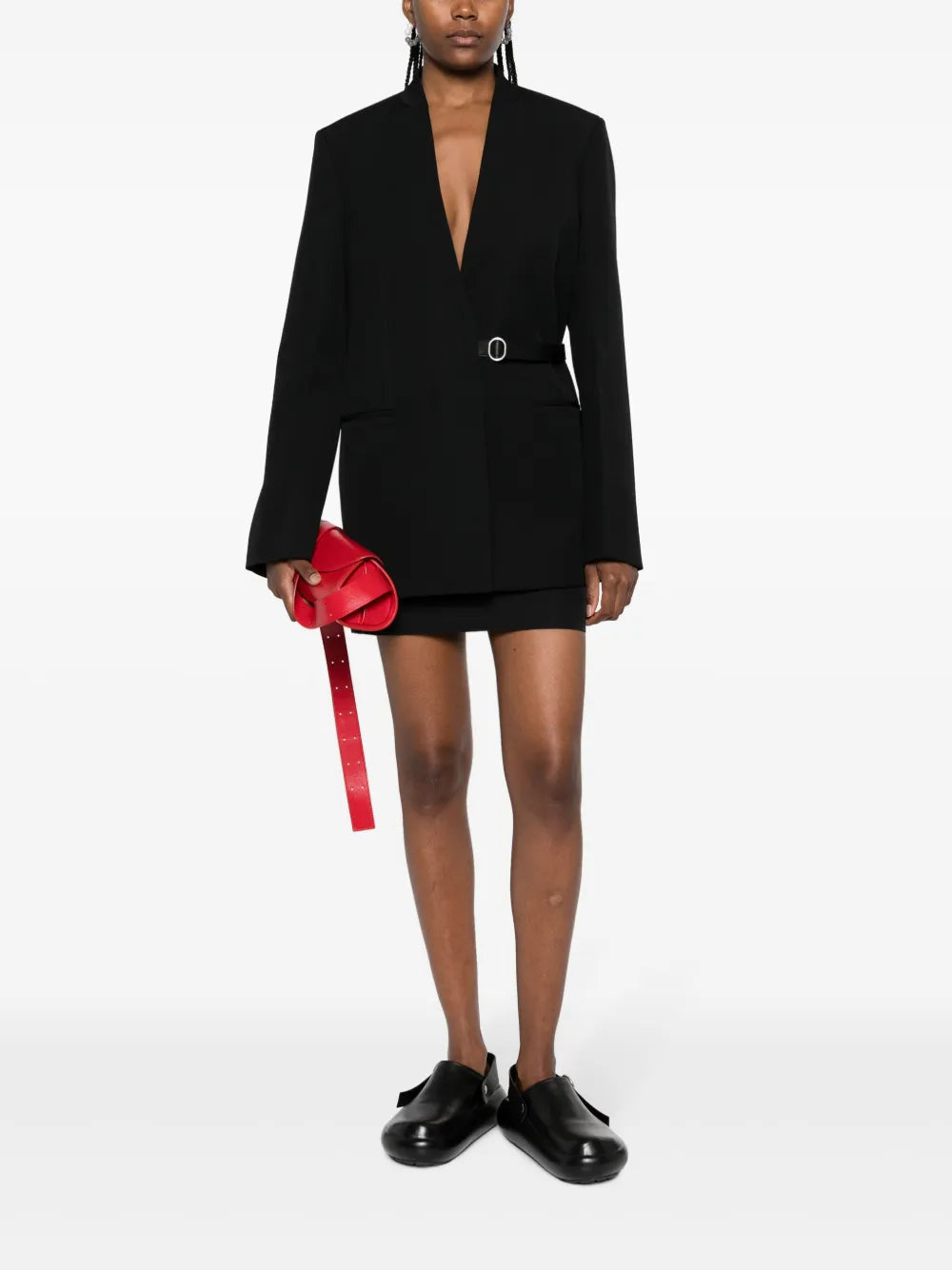 Collarless Belted Blazer