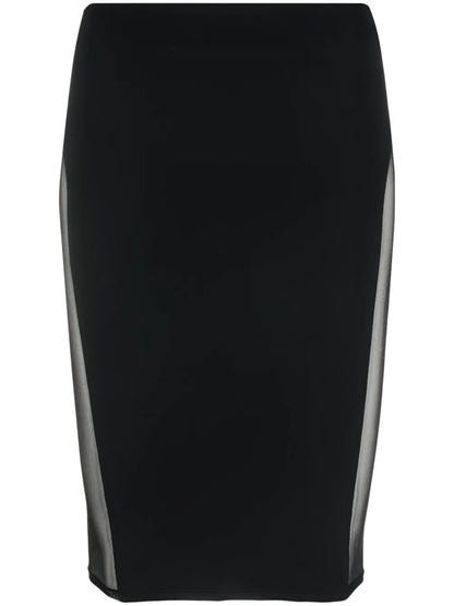 High-Waisted Semi-Sheer Pencil Skirt