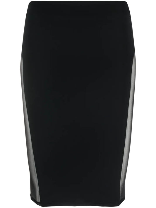 High-Waisted Semi-Sheer Pencil Skirt