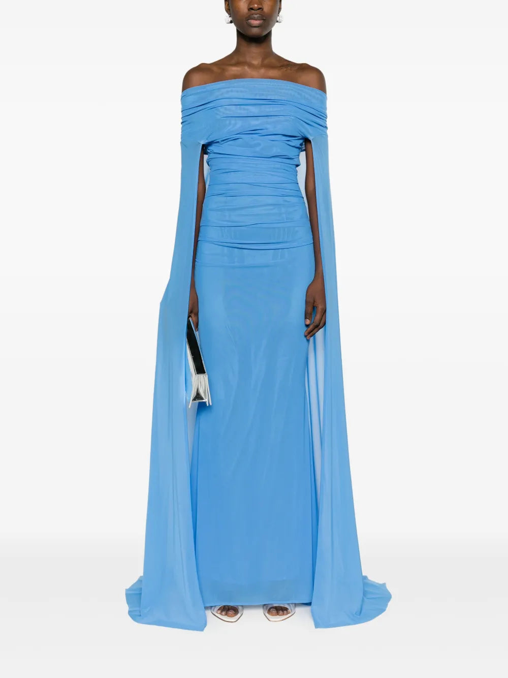 Off-Shoulder Cape Maxi Dress