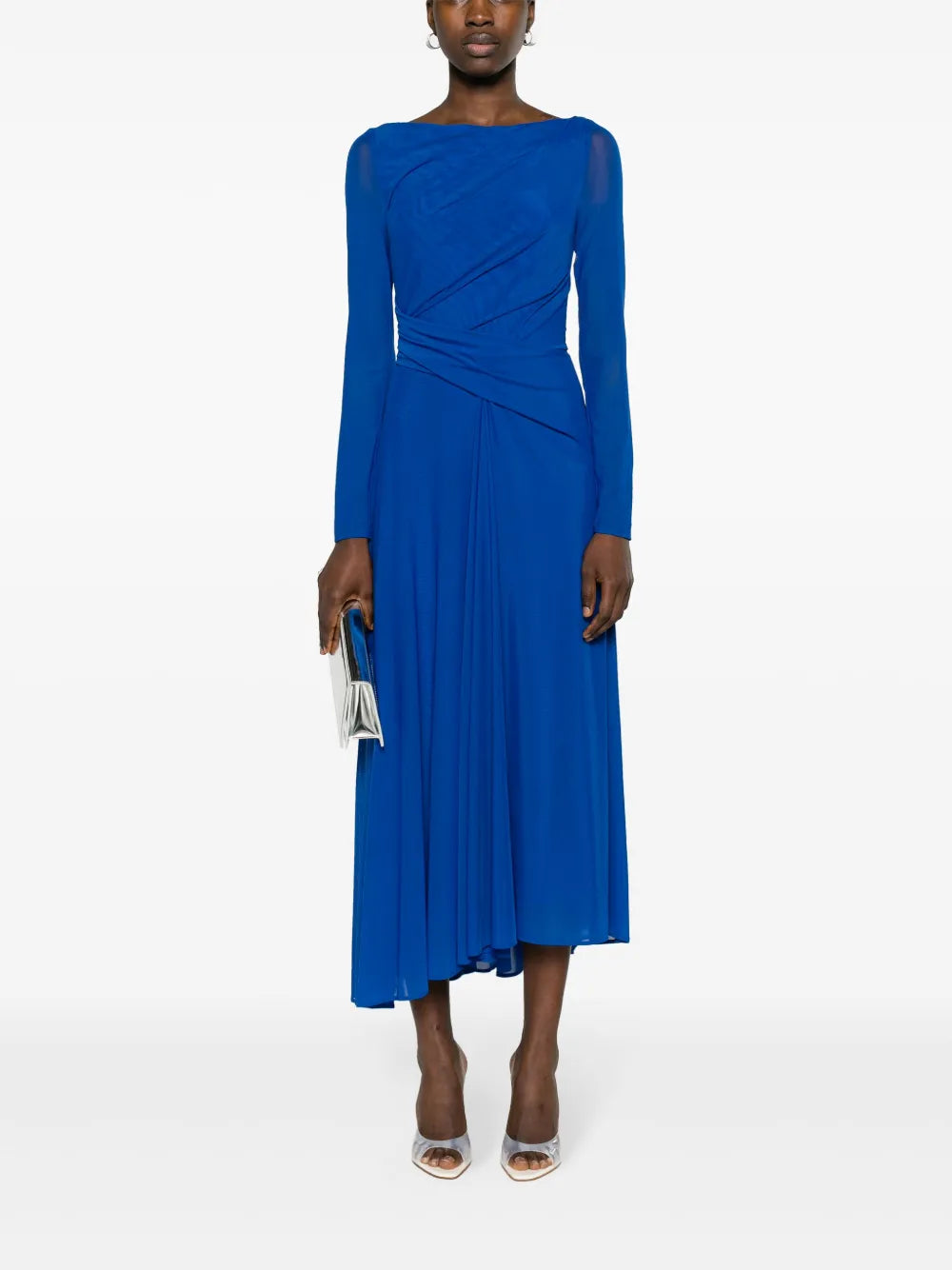 Ruched Long-Sleeve Gown