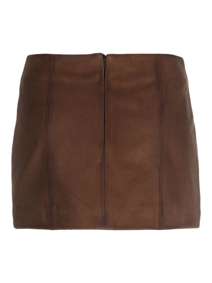Low-Rise Leather Miniskirt