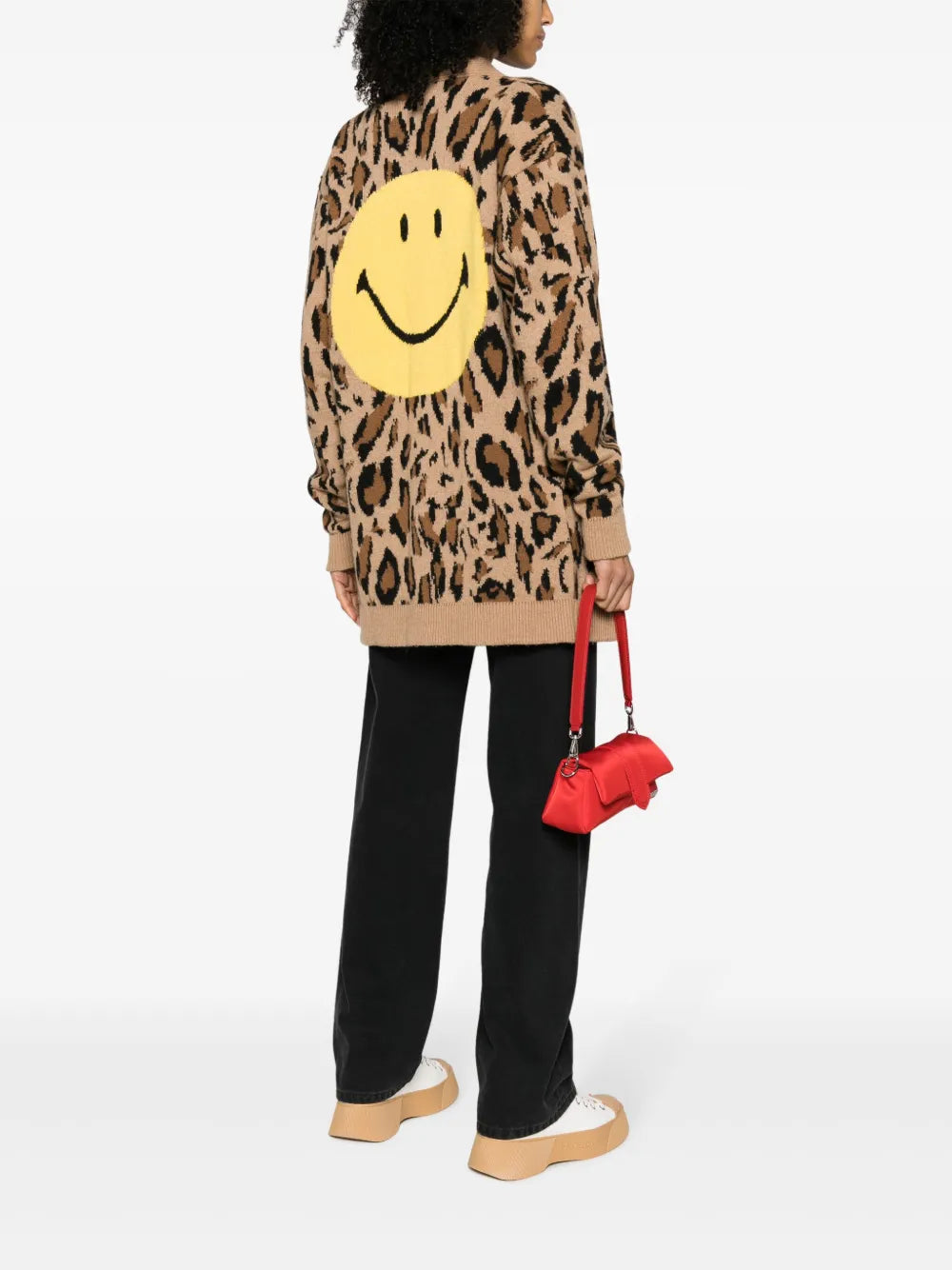 Leopard-Intarsia V-Neck Cardigan