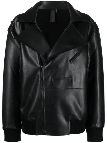 Faux Leather Zip-Up Biker Jacket