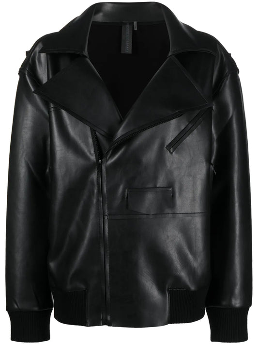 Faux Leather Zip-Up Biker Jacket