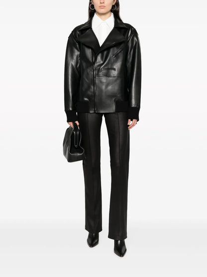 Faux Leather Zip-Up Biker Jacket