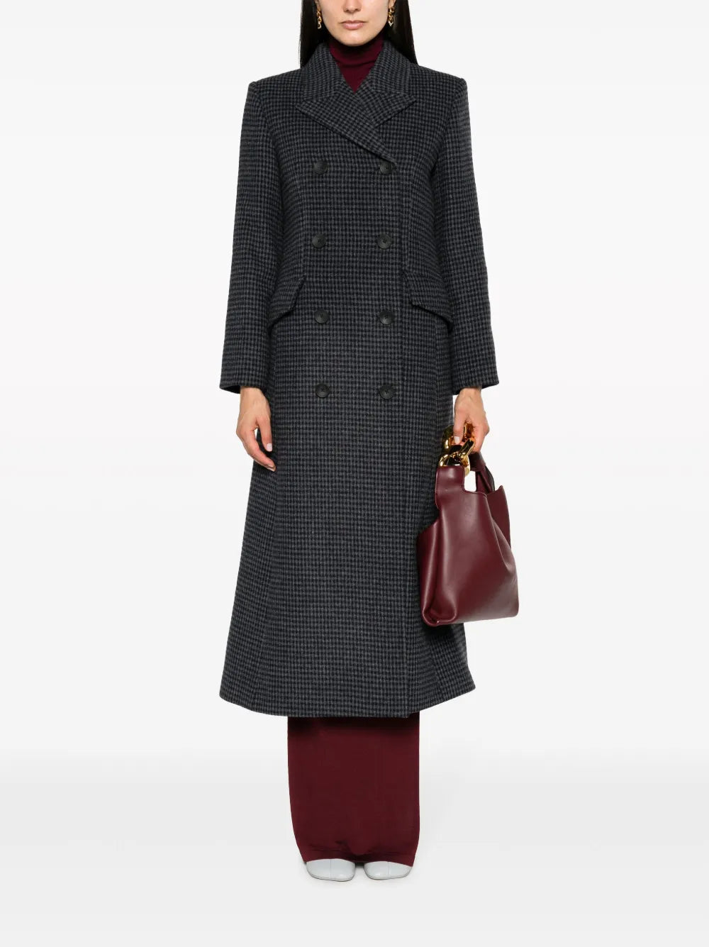 Gardeniia Checked Long Coat