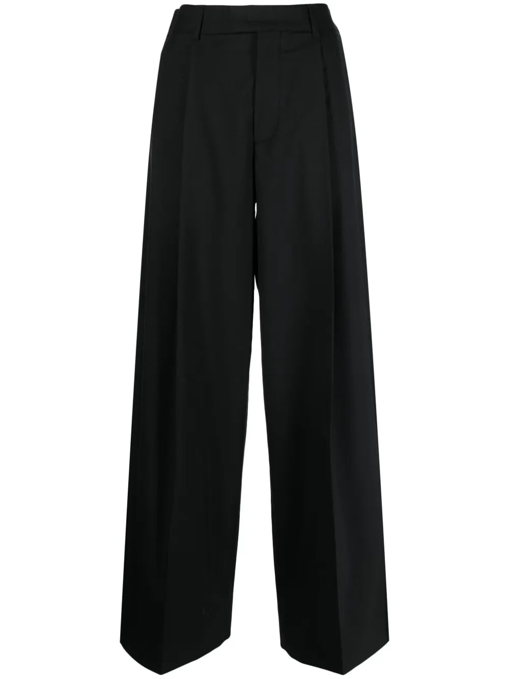 Concealed-Front Wool Palazzo Pant