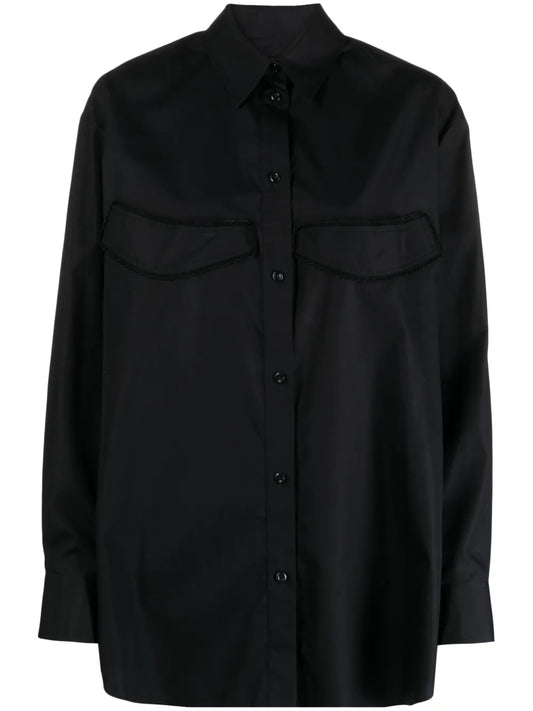 Appliqué-Detail Side Button-Fastening Shirt
