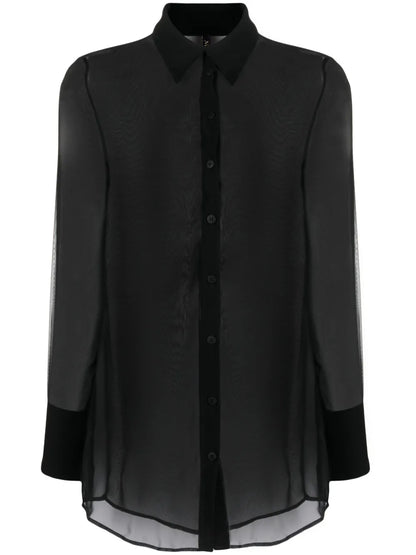 Long-Sleeve Semi-Sheer Shirt