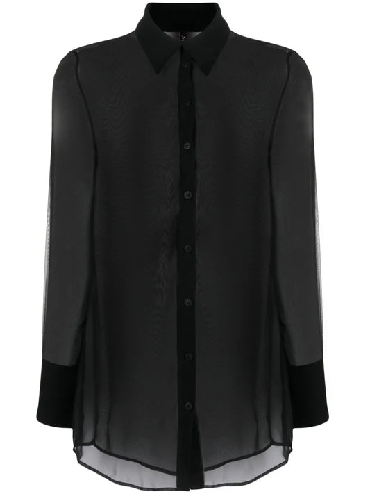 Long-Sleeve Semi-Sheer Shirt
